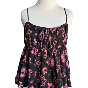 Floral Black and Pink Women's Blouse